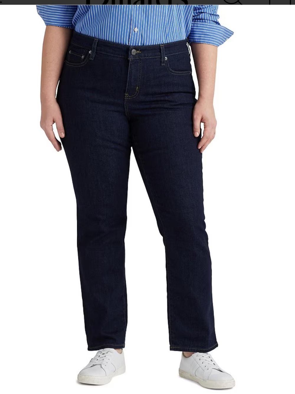 Lauren Ralph Lauren Premier Straight Curvy Blue Straight-Leg Jeans size 16